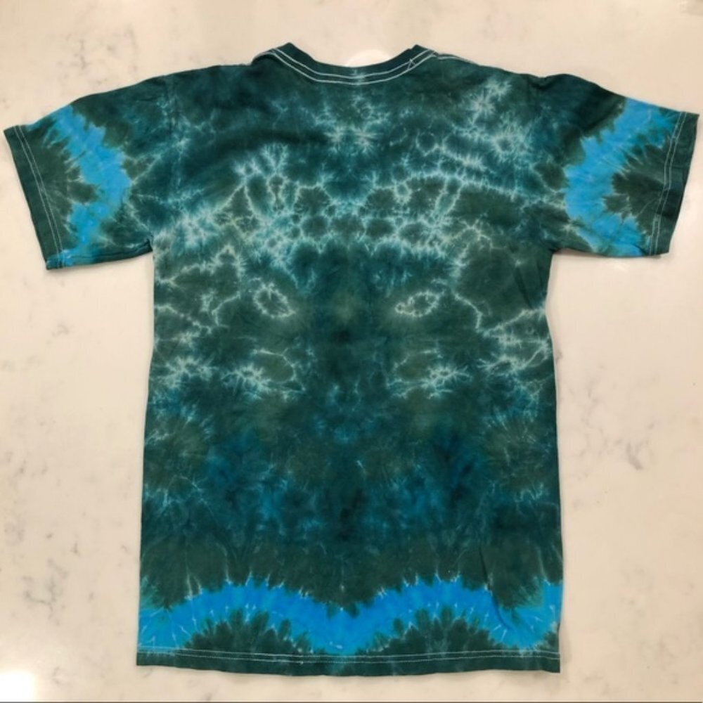 Y2K Tie Dye Cotton Custom T-Shirt Green Size Small - Picture 7 of 8